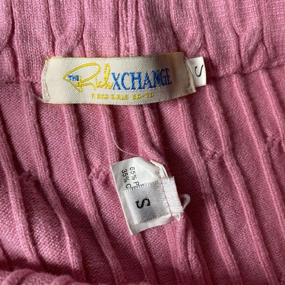 RICH XCHANGE Joggers Cable Knit Pull On High Waist Lounge Pants Womens S Pink - Picture 4 of 12